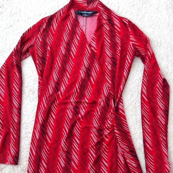 Norma Kamali red faux wrap dress 2 - Picture 2 of 13
